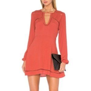 Lovers + Friends Keyhole Longsleeve Mini Dress in Rust Red size X-Small